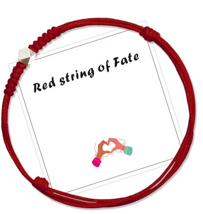 QianSiLi Filo Rosso Del Destino Braccialetti Portafortuna Rossi, Bracciale Rosso Kabbalah Per Donna Uomo Baby, Braccialetti Regali Per Lui E Lei, Regolabile, Argento 925 (Rosso Scuro)