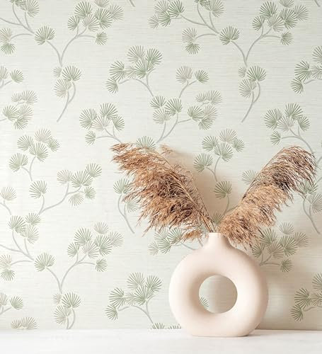 GAULAN 682375 Papier peint vinyle lavable fleurs japonaises vertes texturées en relief pour mur salon cuisine bain chambre couloir stanza salle à - Rouleaux de 10 m x 0,52 m