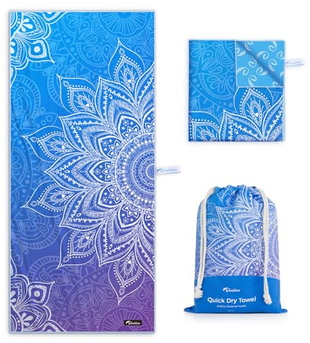 Diveblues Microfiber Beach Towel Fast Drying, Extra Large 71 x 32 Sand Free Beach Towel Super Lightweight Towels for Swimming Pool, Camping, Picnic, Yoga Gym Sports