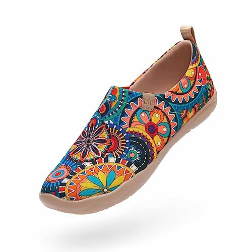 UIN Women's Lightweight Comfortable Slip On Loafer Flat Art Travel Painted Shoes