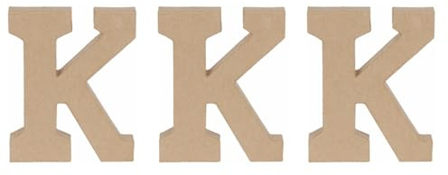 Décopatch AC862Cpack 3x Buchstabe K aus Pappmaché 16x2,5x20cm Kraftbraun