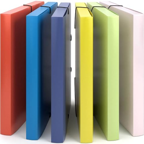 ACROPAQ - 6 x Sammelmappe A4 - Bis zu 200 Seiten, Rückenbreite 3 cm, Elastischer Verschluss, Sommer, Natur Farbkollektion - Dokumentenmappe, Archivbox, Heftbox