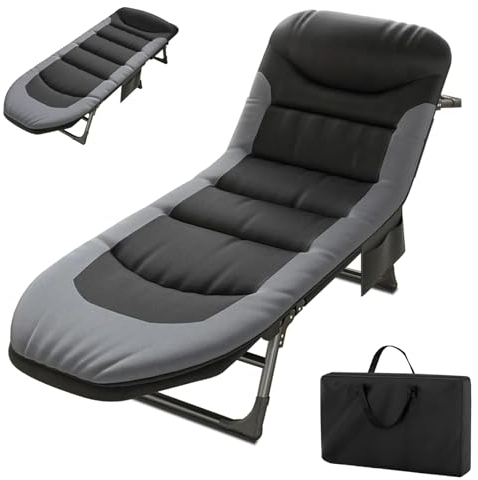 Transat Jardin Exterieur Bain de Soleil Chaise Longue Pliable, Dossier Réglable, Capacité 300 lbs, Chaises Longues de Jardin Plein Air pour Piscine Terrasse Balcon, Noir