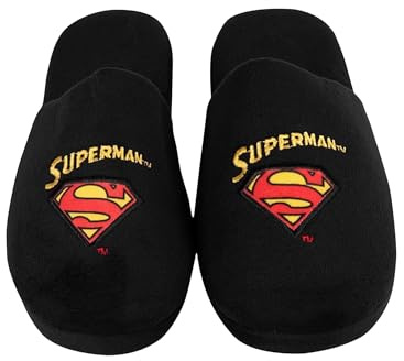 United Labels DC Comics Superman Hausschuhe, Slipper Damen und Herren, Pantoffeln mit Motiv, Puschen Pantoffeln in Schwarz