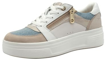 Tamaris Comfort Damen Plateau Sneaker mit Reißverschluss Low Top, Mehrfarbig (Jeans Comb), 37 EU