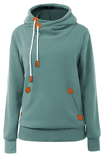 Cindeyar Damen Hoodie Winter Pullover Kapuzenpullover Langarm Baumwoll Mischung Warmer Sweatshirt Kapuzenjacke(107-Minzgrün,M)