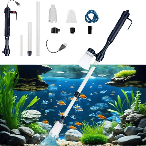 RUYICZB Mulmsauger Aquarium Elektrisch, Aquarium Sauger, Aquarium Wasserwechsel Sandreiniger Aquarium Reinigungsset Für Wasserwechsel Sandwaschen Wasserfilterung Und Wasserumwälzung,USB