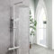 OCEAN ITALY Kit Doccia con Soffione Rotondo 25x25cm in Acciaio Inox, Colonna Doccia con Miscelatore Termostatico 280x40mm, Saliscendi Regolabile 75-130cm, Cromo