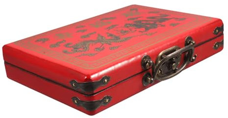 BCOATH Mahjong-Koffer Mit Großem Fassungsvermögen Praktischer Organizer Im Retro-Design Aus Holz Gefertigt Leicht Zu Transportieren Bewegen Vielseitig Einsetzbar Für Mahjong Und Andere