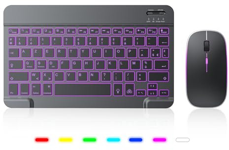 TECURS Bluetooth Keyboard and Mouse Set (Gray)