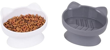 Kitty City Small Slow Eat Raised Cat Ear Bowls (Modern) 2 Pack
