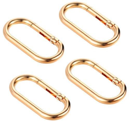 4 Stück Oval Spring Karabinerhaken Gold, Oval Spring Buckle Clip Karabinerhaken Klein Karabiner Geldbörsen, Karabinerhaken Schlüsselanhänger für Geldbörsen Angeln Kette Reisen Wandern