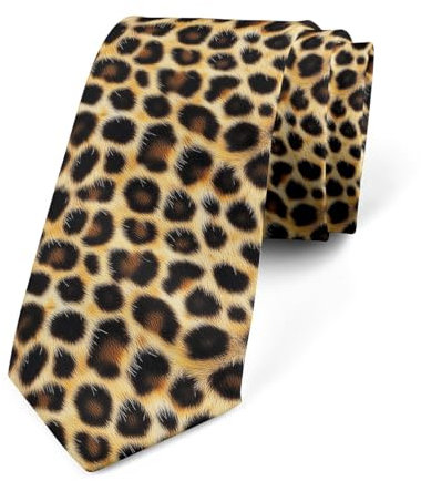 Loussiesd Leopard Dekor Krawatte Männer Geparden Schmale Krawatte Erwachsene Ultra Kuh Pelz Polsterung Krawatten für Herren für Büro oder Tier Druck Reupholstery Krawatten für Herren