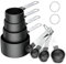 Measuring Cups and Spoons Set, 8-Piece Measuring Cups for Baking with Stainless Steel Handle, 4 Teaspoon and 4 Tablespoon Nesting Measure Cups for Dry and Liquid Ingredients(8-Black)