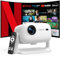 Bettdow Proyector 4K [Netflix Oficial], Proyector Inteligente 1080P Totalmente Sellado, Enfoque Automático/Corrección Trapezoidal, WiFi6 y Bluetooth 5.2,Proyector HDR 10/10+ para Cine en Casa, Blanco