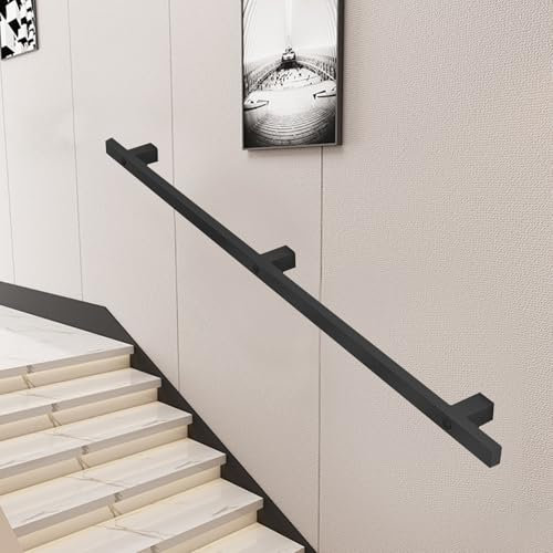 Whnoorher Pasamanos de Escalera montado en la Pared Pasamanos de Hierro Forjado Negro para escaleras 1 2 3 4 5 6 Metros Pasamanos de barandilla para escaleras Interiores y Exteriores(30cm)