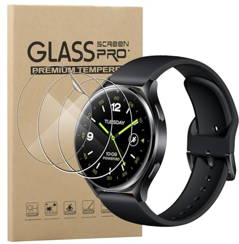 KZIOACSH Pellicola Protettiva per Xiaomi Watch 2 [3 Pezzi], 3D Copertura Totale Adatta a Sensore Ultrasonico, [Non Vetro] [Senza Bolle] [TPU Materiale] [HD Trasparenza]，Trasparente