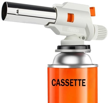 JDHON Soplete de Cocina, Soplete Gas Butano Recargable, Antorcha de Cocina con Cerradura de Seguridad y llama ajustable, para BBQ, Postres, Cocinando, Cámping, Soldadura(No Incluido Butano) (Blanco)