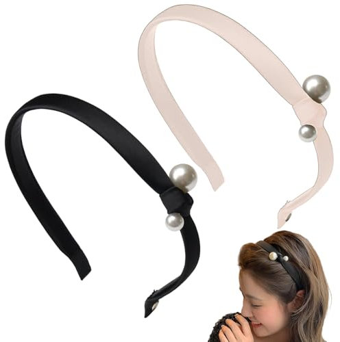 2 Pièces bandeaux rembourrés en velours pour femme, Style rétro serre tete, perles satin Bijou de cheveux vintage, Pour femmes et filles