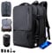 Handgepäck Rucksack Vakuum Laptop Backpack: 46L 19 Zoll Herren Handgepäck Flugzeug Erweiterbar Wasserabweisend Business Daypack mit USB Ladeanschluss und 20L Vakuum Cabin Tasche und Pumpe Schwarz