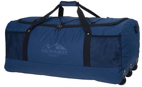 Reisetasche mit Rollen Southwest XXL Trolley Roll-Reisetasche Light Weight Ultra Leicht groß, faltbar 90 Liter - 80 cm Trolly + Koffergurt (Dunkelblau 0600)