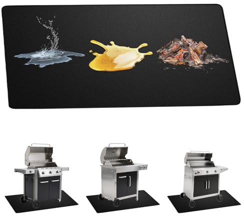 Tapis de barbecue pour barbecue à gaz, 100 x 150 cm, résistant à la chaleur, résistant au feu, pliable, protection du sol, antidérapant, pour barbecue à gaz, barbecue au charbon de bois