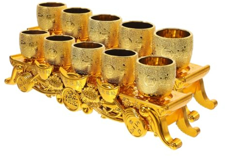 HIAKDOFT 2 Ensemble Lot De Mini-calices Coupe à Vin Plaquée or Ustensiles De Culte Pour Temples Et Sanctuaires Design Compact