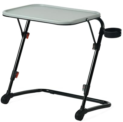 MEUBLE COSY Tavolo per laptop da colazione, regolabile in altezza, senza montaggio, pieghevole, per lettura o colazione e tavolo da disegno, grigio, 54 x 38 x 71,5 cm