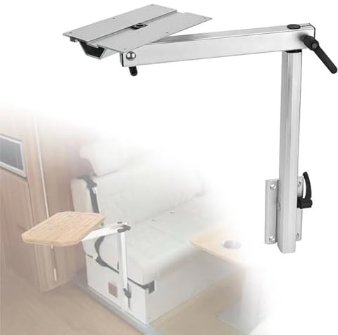 Detachable Swing Out Arm Table Leg with 360 Degree Rotation and Height Adjustable Bracket for Motorhomes, Caravans, Yachts