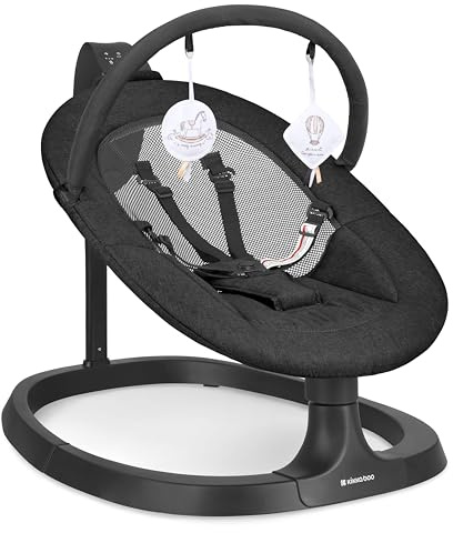 KikkaBoo Sdraietta Neonati Elettrica ZAZU, Dondolo Neonati Elettrico, Altalena per Neonato, Movimento Silenzioso 3 Direzioni e 3 Velocità, Schermo Touch, Pannello Musicale con Timer (Nero)