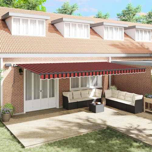 Owoxanthellate Tenda da sole 600 x 300 cm arancione marrone con LED, funzionamento manuale, protezione UV, resistente alle intemperie, balcone, terrazza, giardino