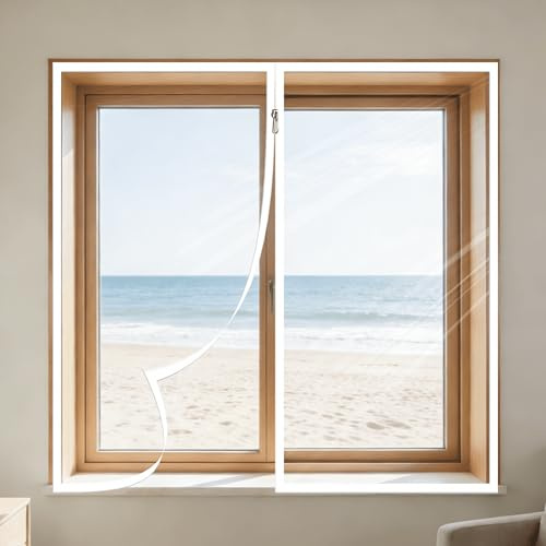 Selbstklebend Thermofolie Fenster Isolierfolie 80 x 160 cm Transparente Transparent Thermo Cover Deckt Effektiv Kälte Ab für Fenster Winterfest Machen, Weiß