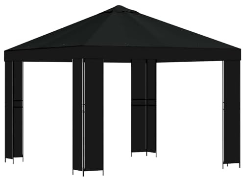 vidaXL Pavillon 3 x 3 m Schwarz Polyester und Stahl 190