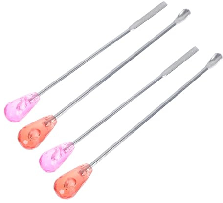ibasenice 4 Piezas de Cucharas Agitadoras de Pigmentos de Acero Inoxidable para Uso en Salón de Tatuajes y Pintura DIY en Casa, Fáciles de Almacenar y Aplicar Pegamento Color Aleatorio