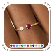Aidenn Geburtsstein Ring Damen Gold Frauen Verstellbar 14K Vergoldet Zirkonia Ring mit Stein Offen Stapelring Statement Schmuck Geschenk
