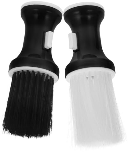 Happyyami 2 Cepillos para Polvos de Talco de Peluquería Base de Plástico y Fibra, Plumero para Cuello Profesional para Barbería y Limpieza