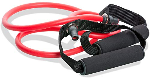 SL StarTube rot (mittel) | Gymnastikbänder Fitnessbänder Expander | mit Griffen, latexfrei, puderfrei | Für Krafttraining und Fitness