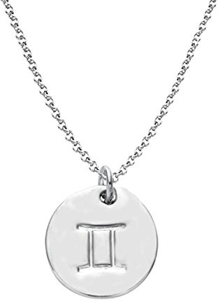 Getlace 925 Sterling Silver Zodiac Gemini Necklace Disc Charm Necklace (Gemini)