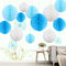 Himeland 12x Blau Wabenball Set, Pompoms Honigwaben (Papier Kugel) Kit für Hochzeit/Baby Shower/Party/Geburtstag, als Tischdeko/Raumdeko/Wohnungdeko