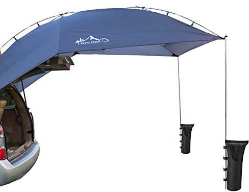 TentHome SUV Tailgate Tent Waterproof Trailer Awning Portable Car Rear Side Sun Canopy Shelter for Driving Camping with 2pcs Sand Bags (Blue-gray)