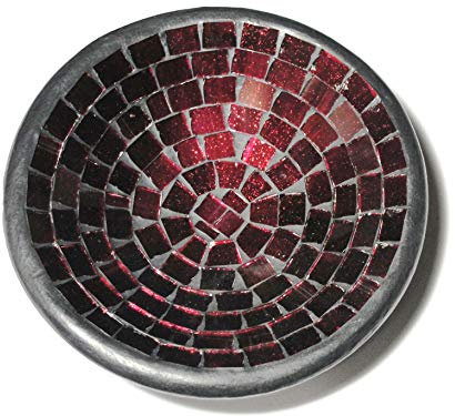 Deko - Schale Glasmosaik rund, 15 cm, rot Glitter