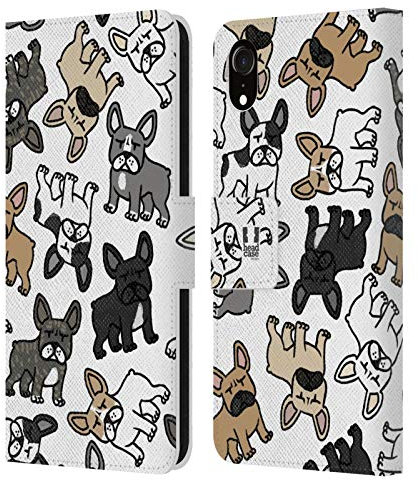 Head Case Designs French Bulldog Dog Breed Patterns Leather Wallet Case Compatible With Apple iPhone XR