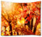 A.Monamour Wandteppiche Strahlender Sonnenschein Durch Orange Ahornbaum Blätter Herbst Herbst Jahreszeit Natur Landschaft Kunstdruck Polyester Stoff Banner Wandbehang Tapisserie Fenster Vorhang Kunst