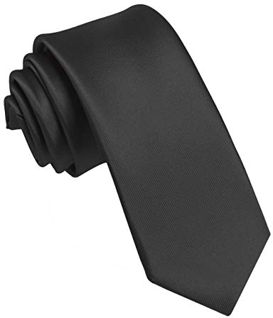 JEMYGINS Schmale Herren Krawatte einfarbig in verschiedenen Farben 6cm (Schwarz2)
