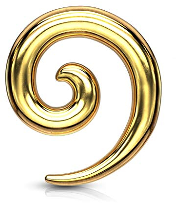 beyoutifulthings Dehn-Spirale Edelstahl Taper Gold Dehnanhänger Dehnungs-Schnecke Dehnungs-Sichel Ohr-Piercing Ohr-Schmuck 2mm
