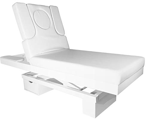 Activeshop Kosmetikliege Massageliege Massagetisch Massagestuhl Cosmetic Chair Elektrish 815B Weiss bis 200 kg belastbar Premium-PU-Leder mit Heizung