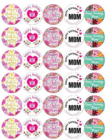 30 Happy Birthday Mum Mom Cupcake Toppers Edible Wafer Paper Fairy Cake Toppers Birthday Cakes