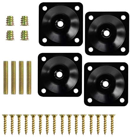 Leg Mounting Plates, Btowin 4Pcs Furniture Leg Attachment Plates T-Plate 5/16 (M8) with Hanger Bolts Repair Kit for Furniture Sofa Couch Seat
