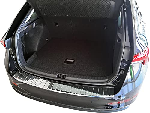 RECAMBO Ladekantenschutz Edelstahl kompatibel für Skoda Scala | ab BJ 2018 - Hochglanz poliert, Chrom Look - Styling und Schutz für die Stoßstange