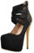 Only maker Damen Riemchenpumps Plateau High Heels Stiletto Pumps mit Metallic Absatz Verziert Nieten Wildlederoptik Schwarz